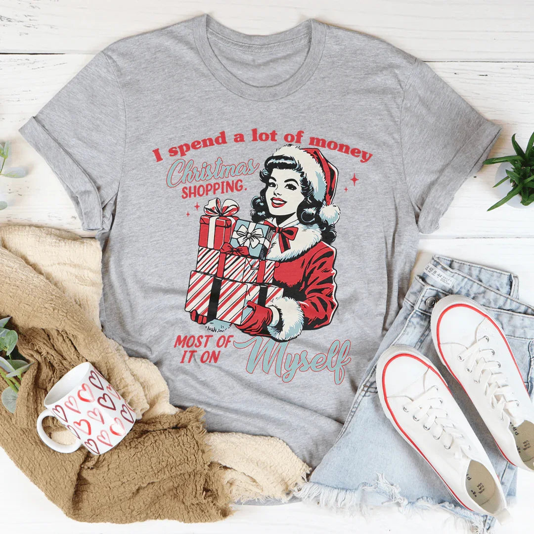 I Spend A Lot Of Money Christmas Shopping Tee Athletic Heather / S Peachy Sunday T-Shirt