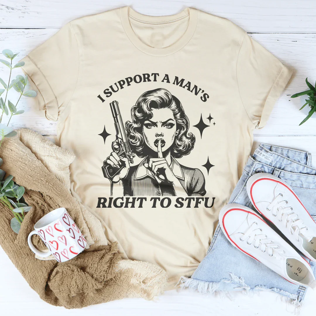 I Support A Man's Rich To Stfu Tee Soft Cream / S Peachy Sunday T-Shirt