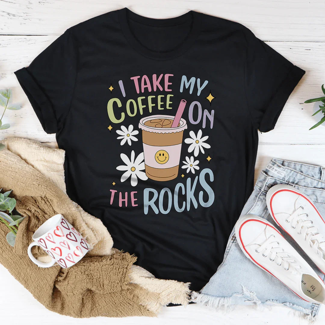 I Take My Coffee On The Rocks Tee Black Heather / S Peachy Sunday T-Shirt