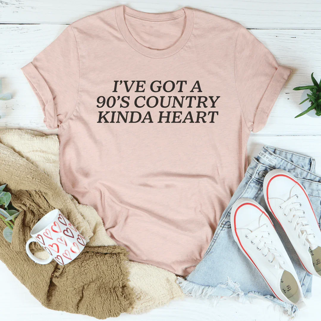 I've Got A 90's Country Kinda Heart Tee Heather Prism Peach / S Peachy Sunday T-Shirt