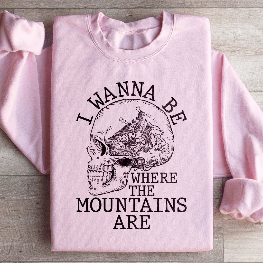 I Wanna Be Where The Mountains Are Sweatshirt Light Pink / S Peachy Sunday T-Shirt