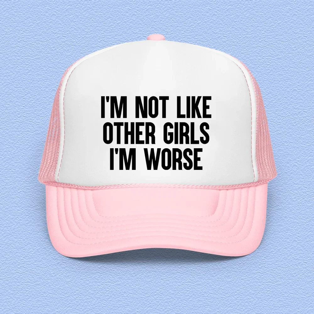 I Wonder If You Look Both Ways Trucker Hat Light Pink / White / Light Pink Peachy Sunday T-Shirt