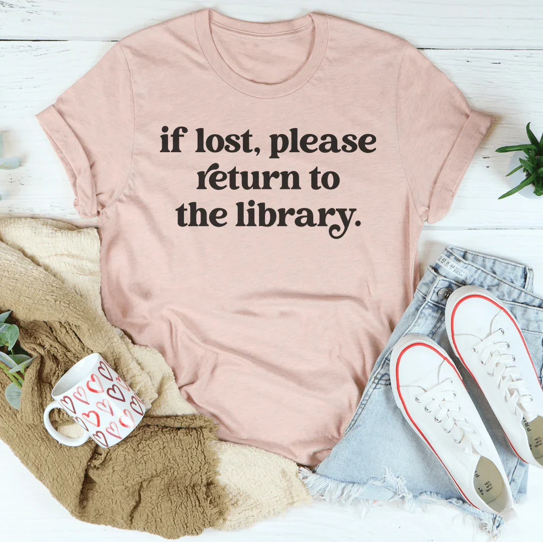 If Lost Please Return To The Library Tee Heather Prism Peach / S Peachy Sunday T-Shirt