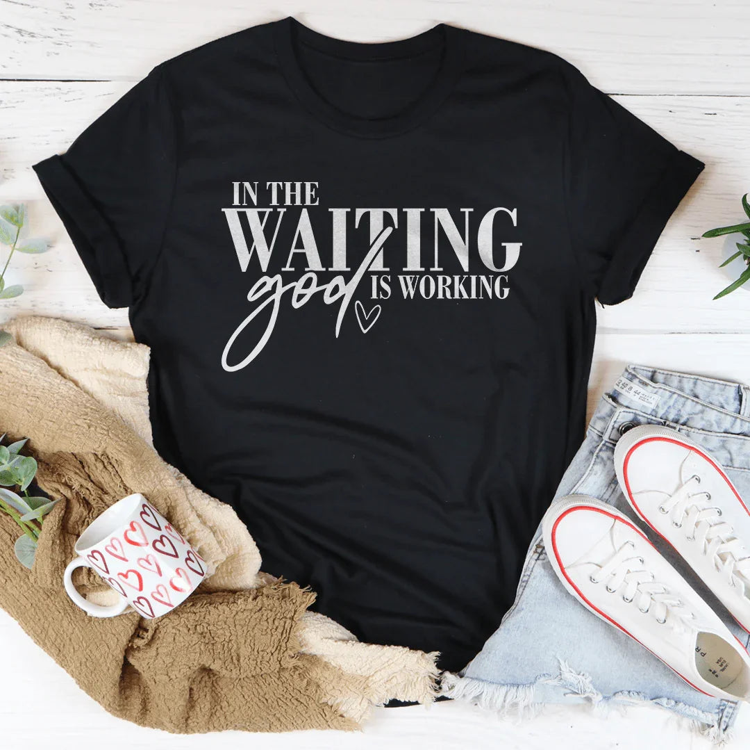 In The Waiting God Is Working Tee Black Heather / S Peachy Sunday T-Shirt