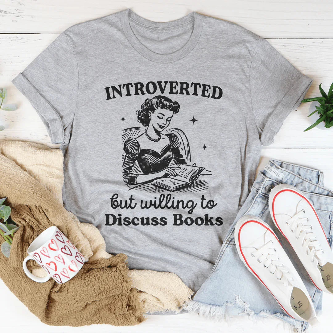 Introverted But Willing To Discuss Books Tee Athletic Heather / S Peachy Sunday T-Shirt