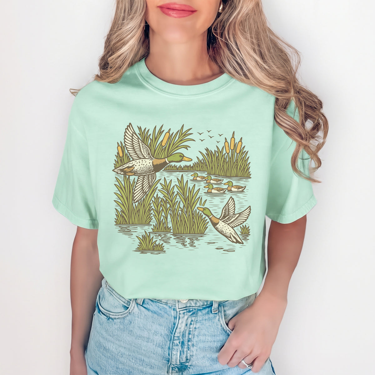 T-shirt rétro avec canards colverts