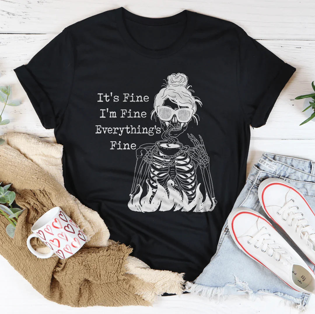 It's Fine I'm Fine Everything's Fine Tee Black Heather / S Peachy Sunday T-Shirt