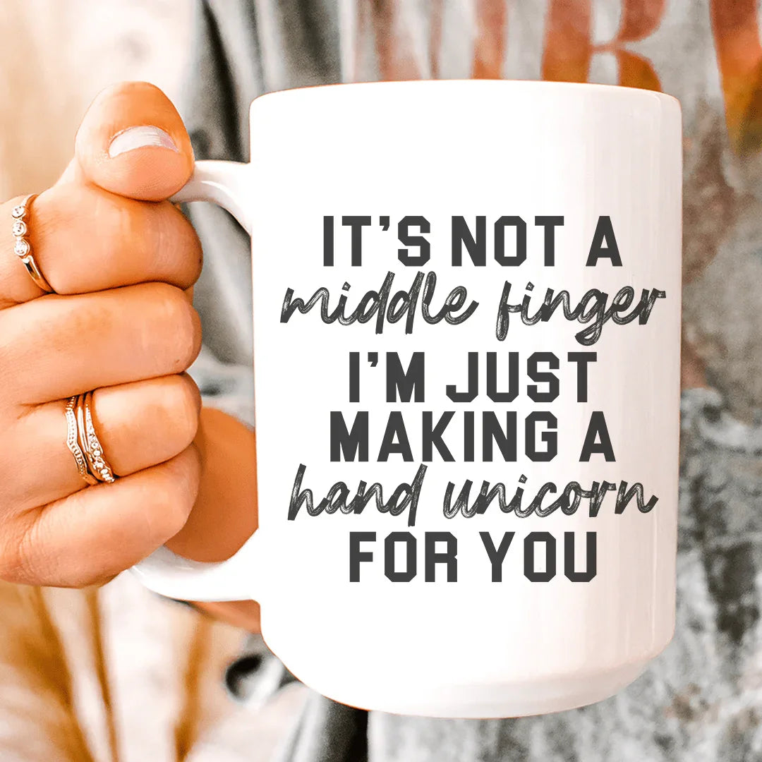 It's Not A Middle Finger Mug 15 oz White / One Size CustomCat Drinkware T-Shirt
