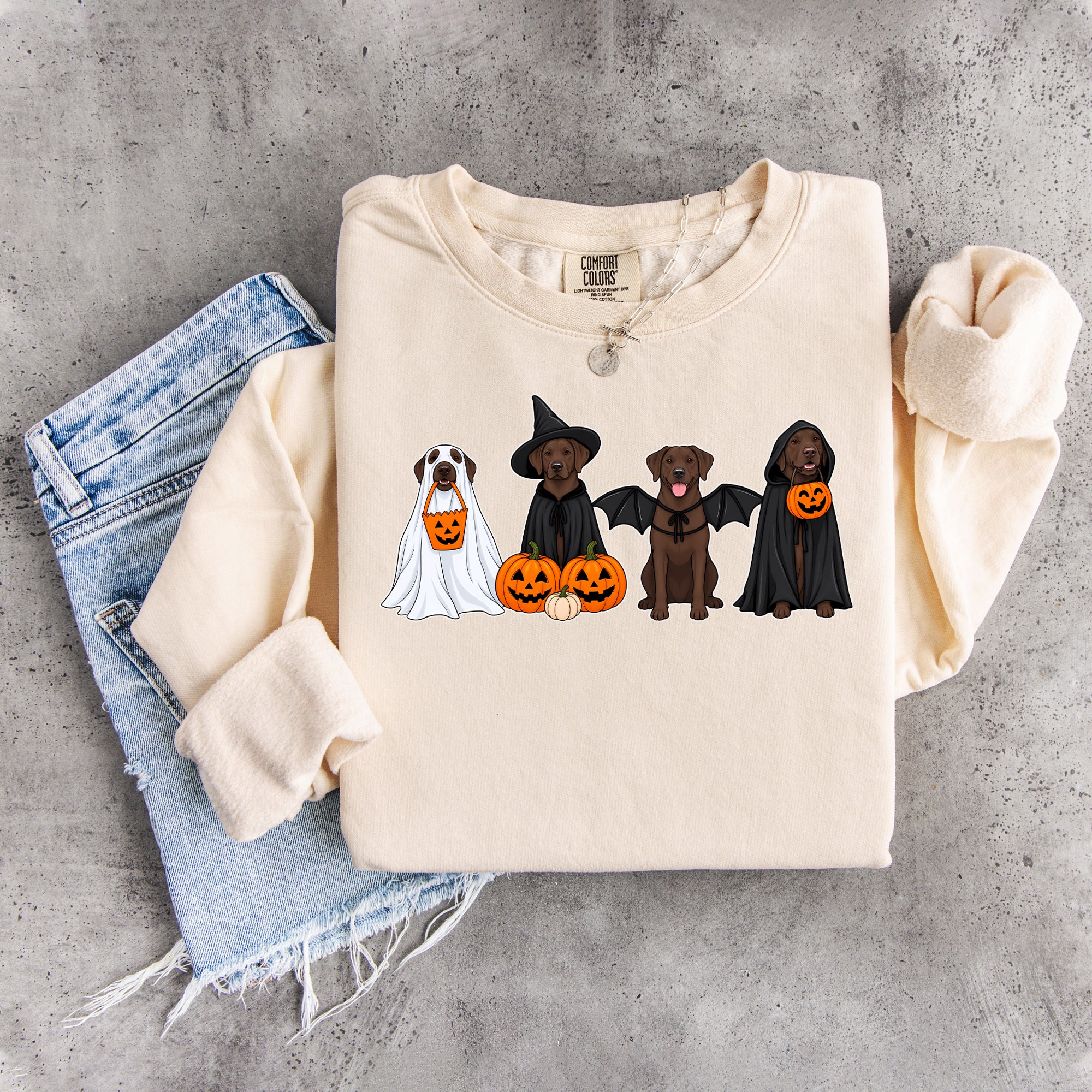Halloween-Sweatshirt mit braunem Labrador