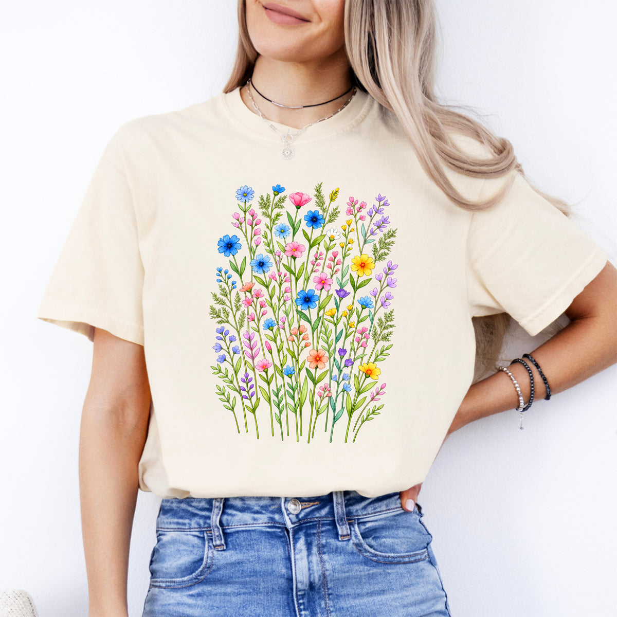 T-Shirt mit Wildblumen im Vintage-Stil