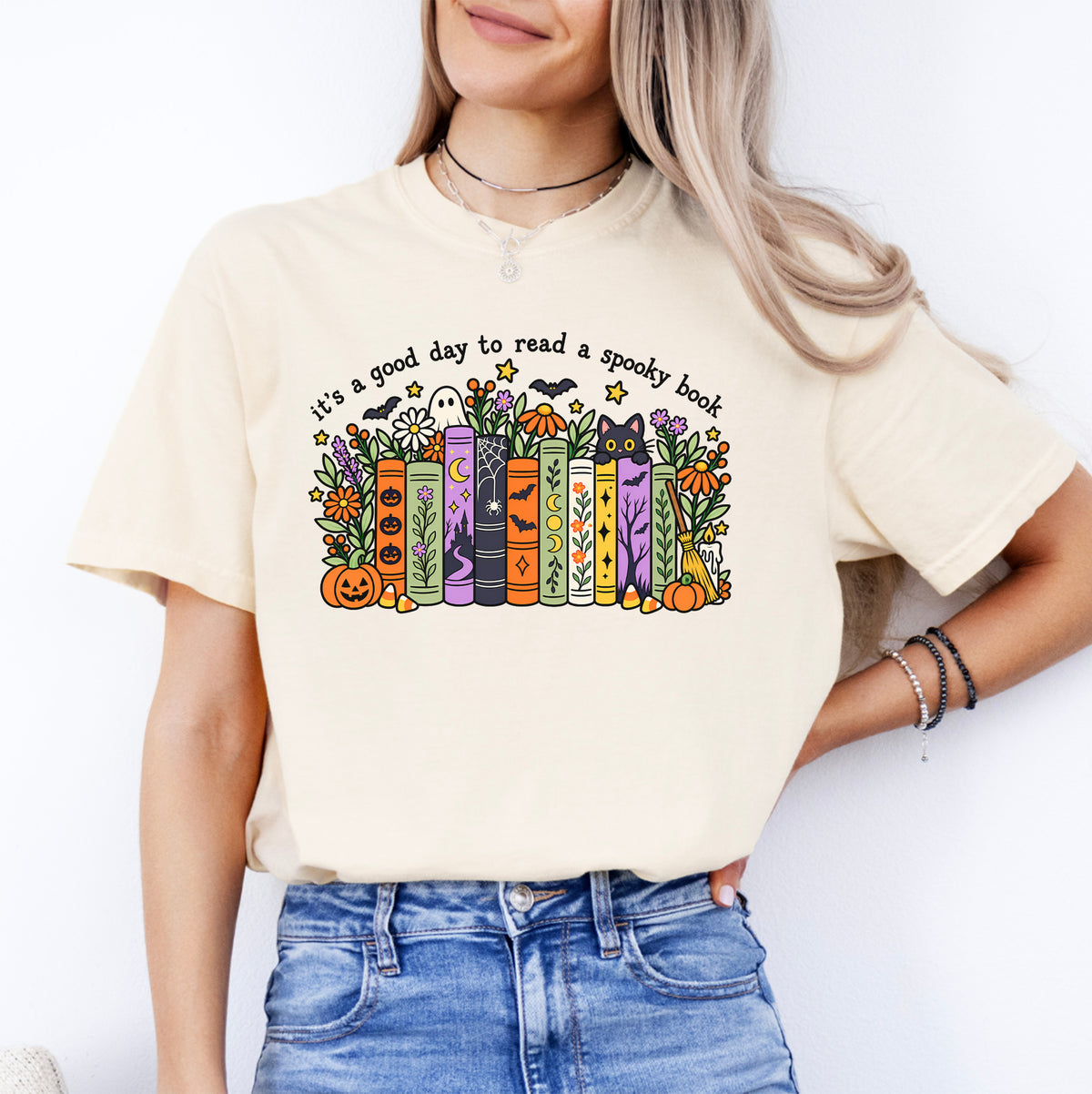T-Shirt „Ein guter Tag, um ein Gruselbuch zu lesen“