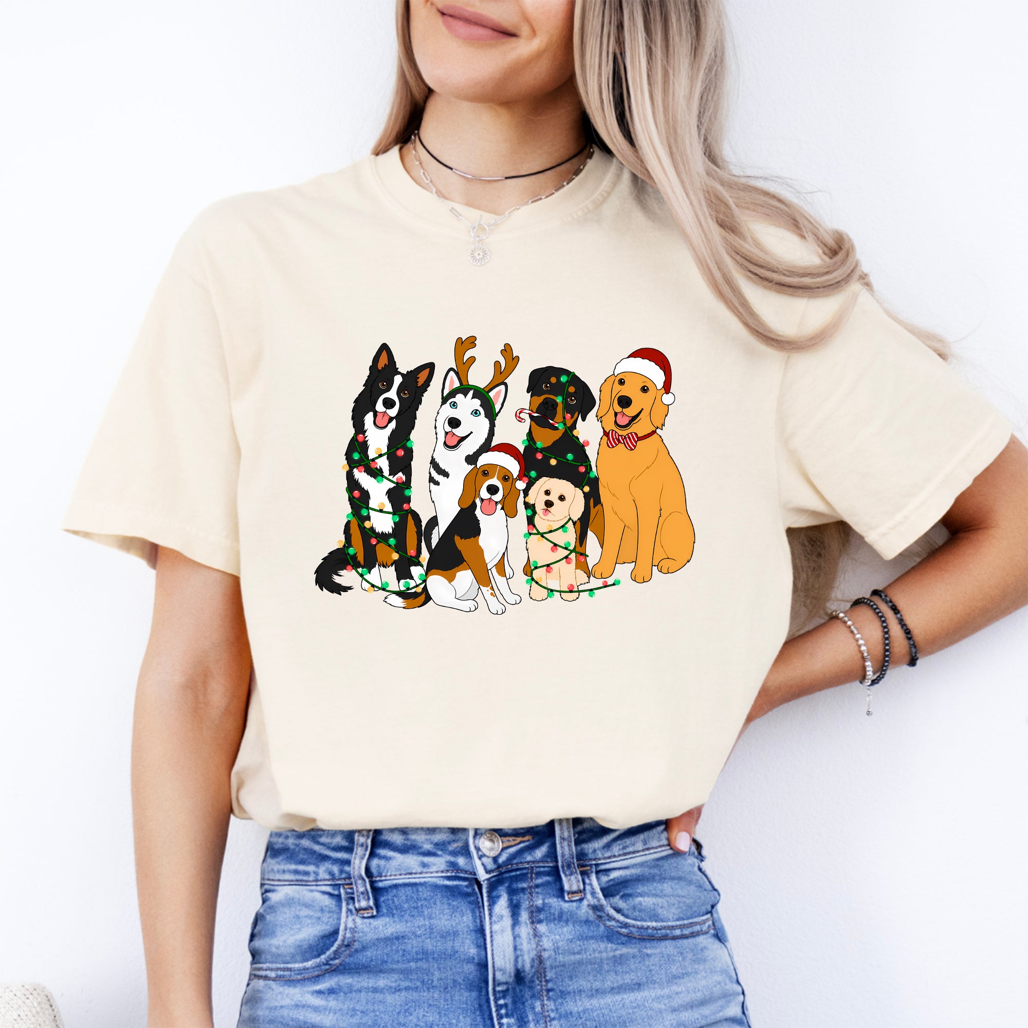 Camiseta de perros navideños adorables