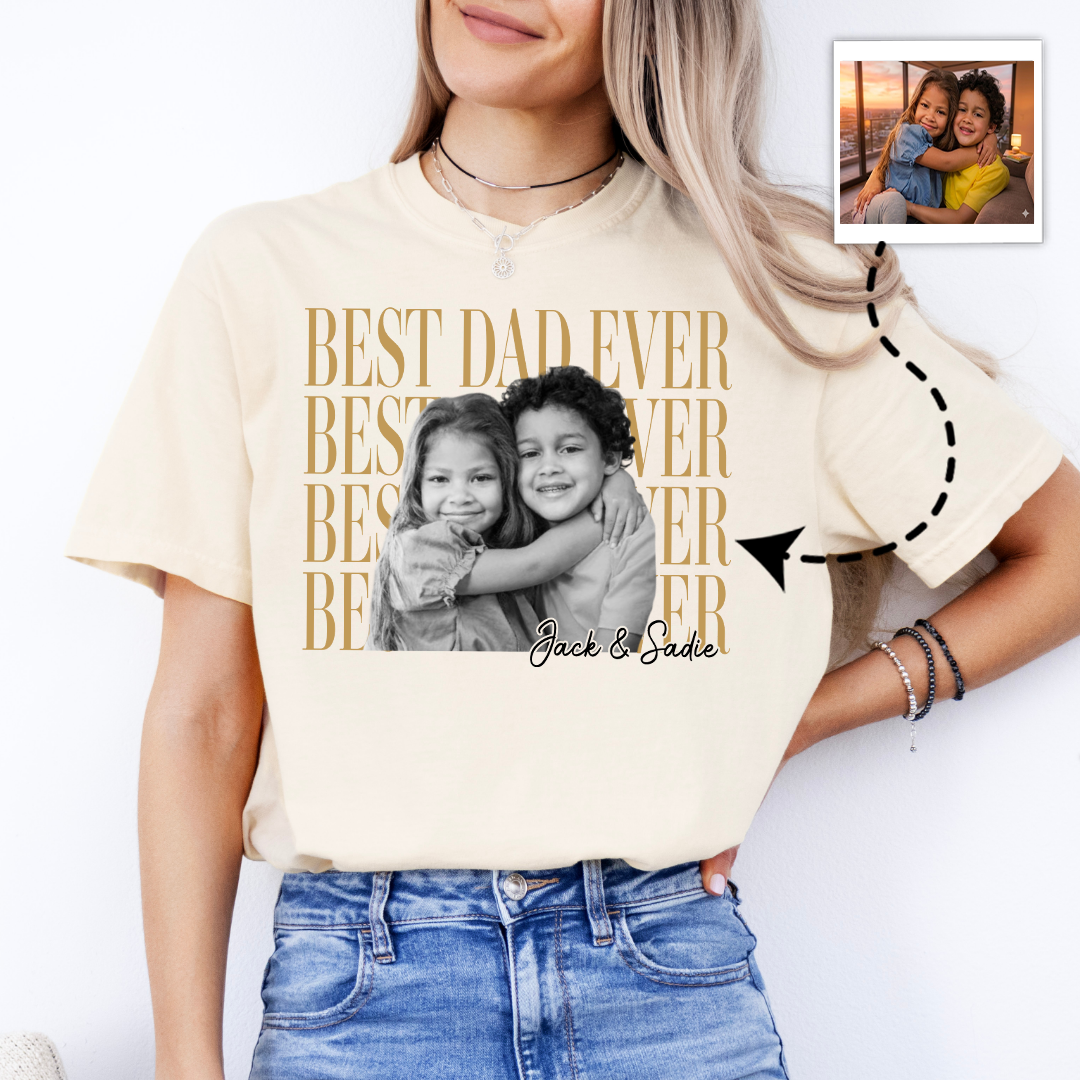 Personalized Best Dad Eve With Kids Photo Tee