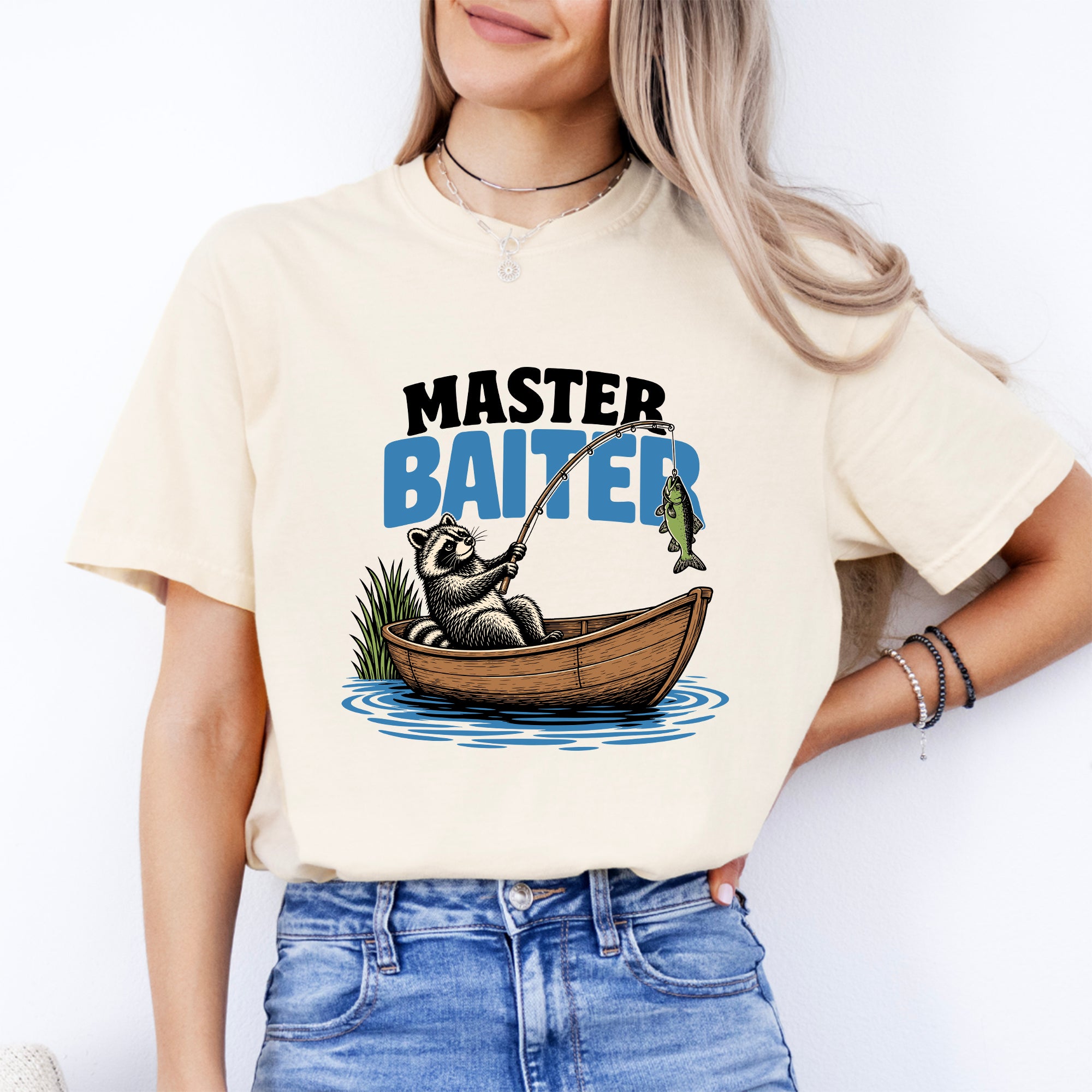 Lustiges Angel-T-Shirt mit „Master Baiter“-Grafik