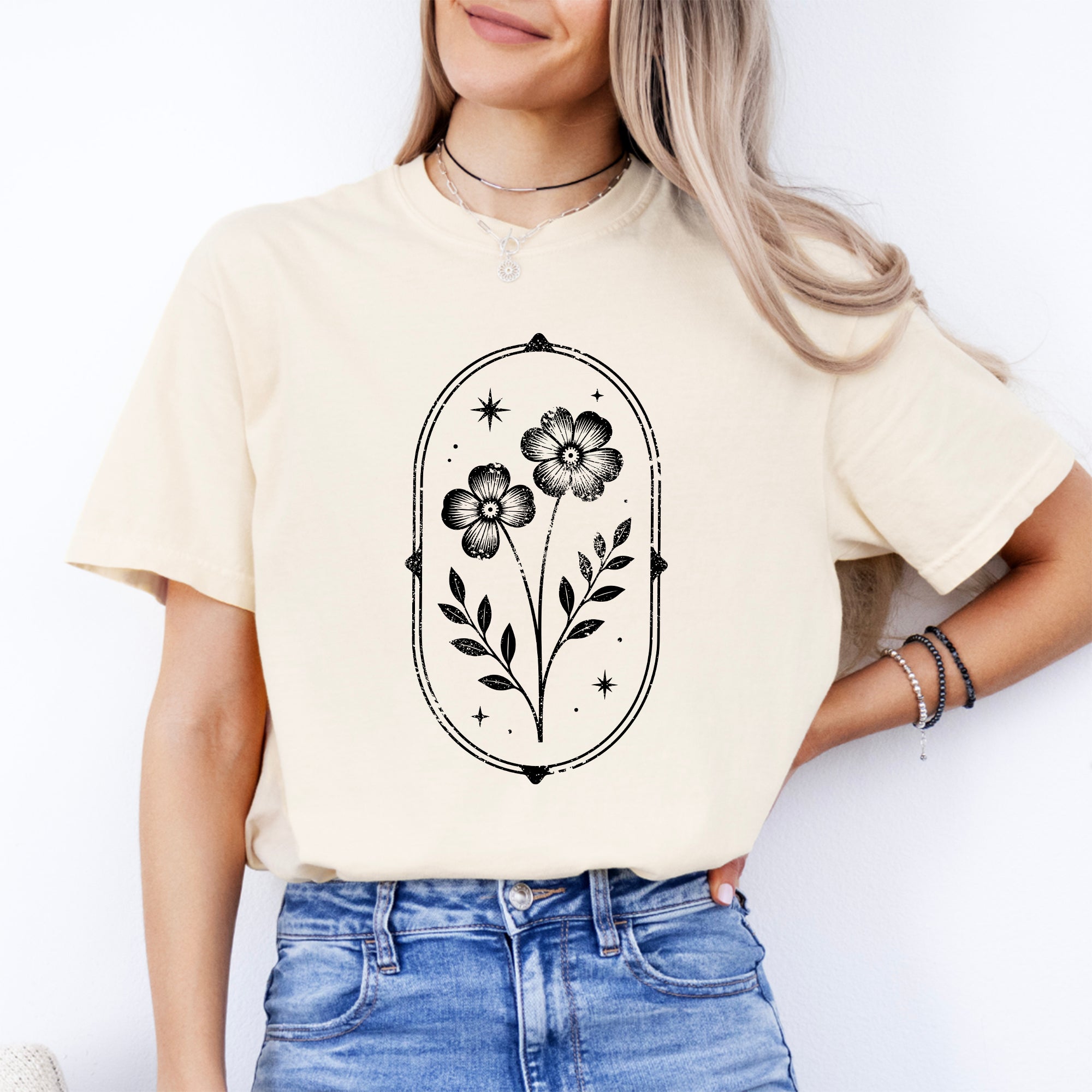 Vintage Linocut Flower Tee