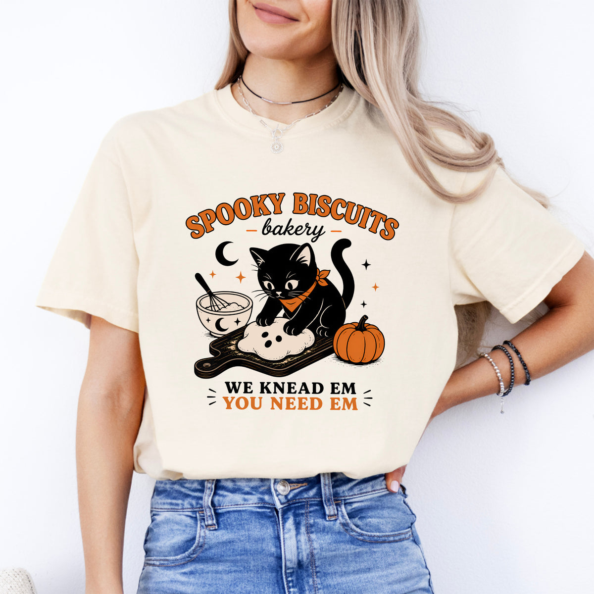 Retro Spooky Biscuits Graphic Shirt – "We Knead 'Em You Need 'Em"