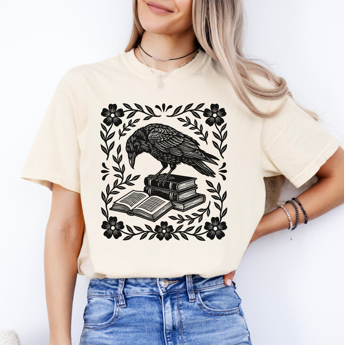Bookish Raven Linocut Tee