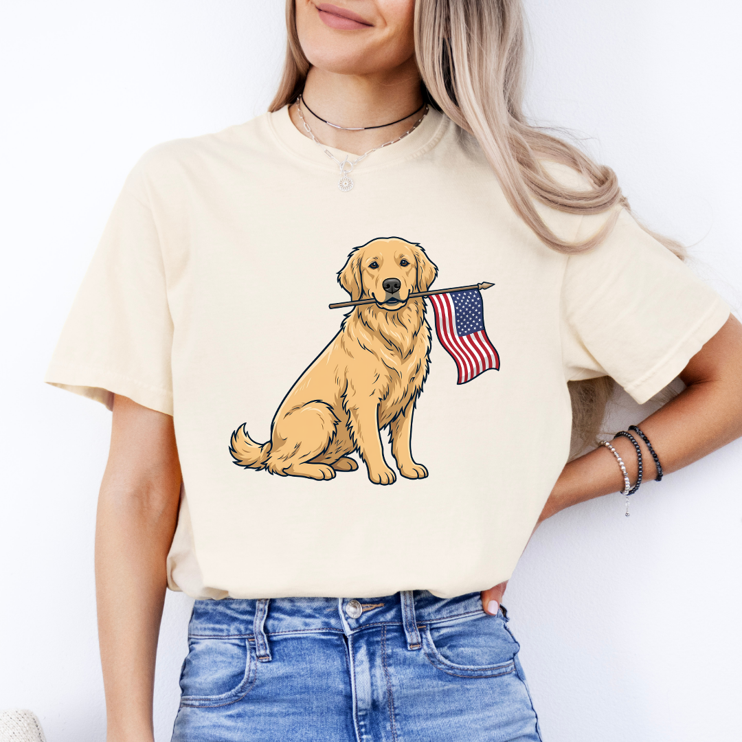Yellow Labrador American Flag Tee