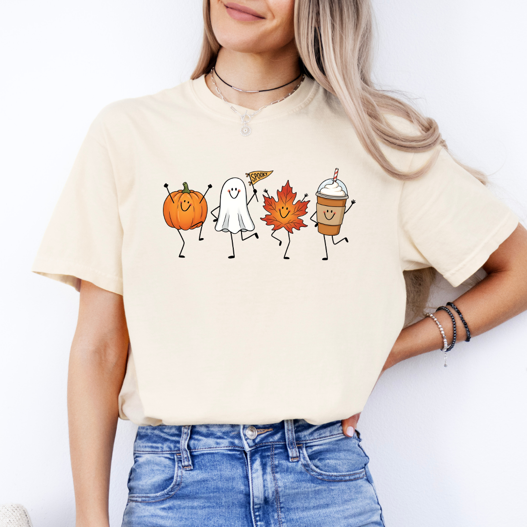 Autumn Leaf Ghost Pumpkin Latte Tee