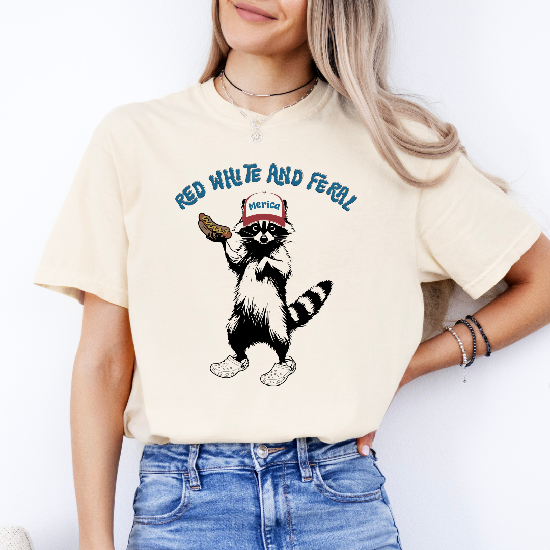 Red Whte And Feral Tee