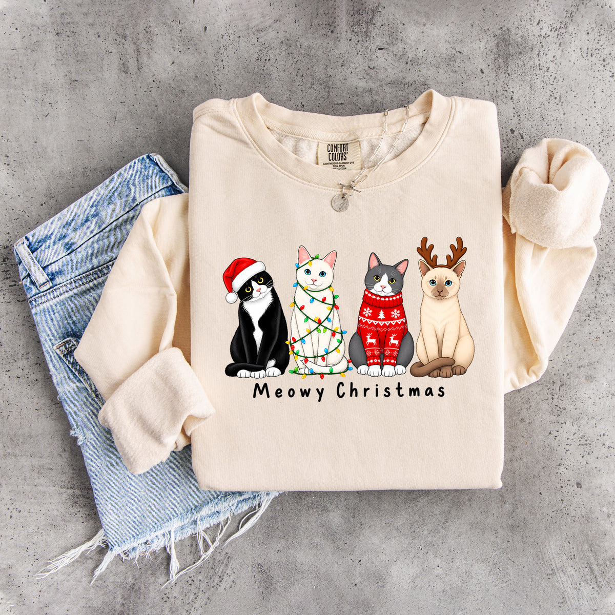 „Meowy Christmas“-Sweatshirt