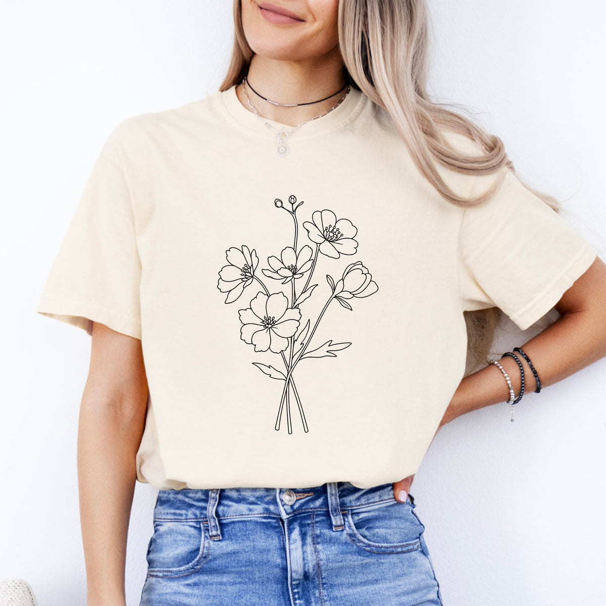 Boho-Wildblumen-T-Shirt