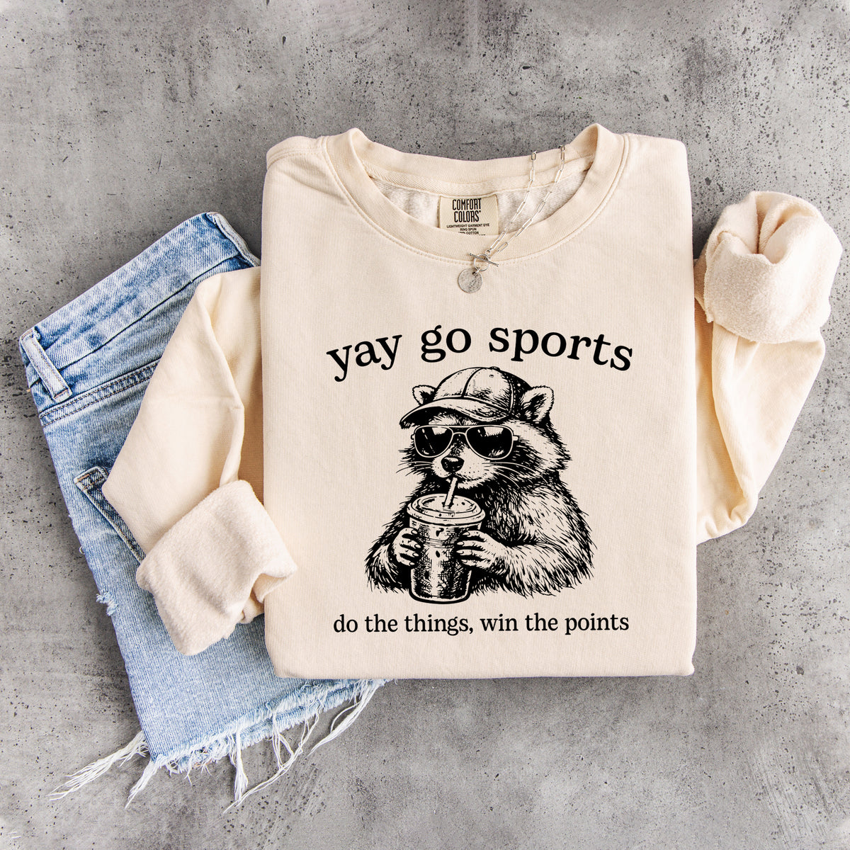 Sudadera divertida de mapache «Yay Go Sports»