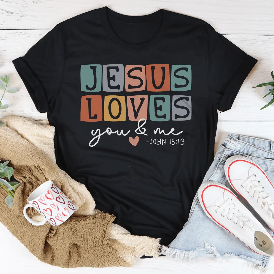 Jesus Loves You And Me Tee Black Heather / S Peachy Sunday T-Shirt