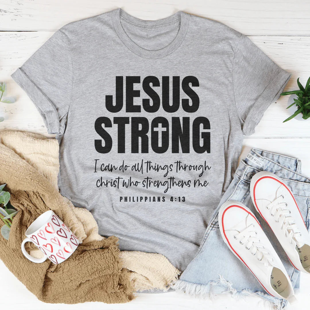 Jesus Strong Tee Athletic Heather / S Peachy Sunday T-Shirt