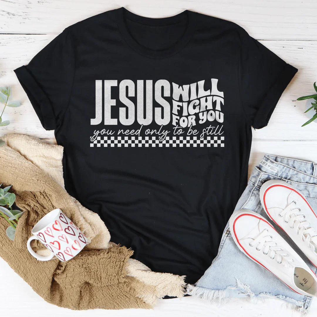 Jesus Will Fight For You Tee Black Heather / S Peachy Sunday T-Shirt