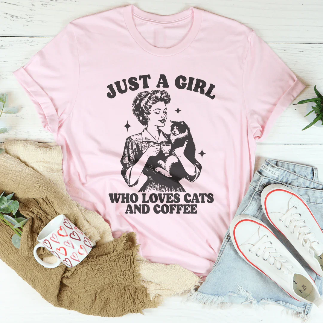 Just A Girl Who Loves Cats And Coffee Tee Pink / S Peachy Sunday T-Shirt