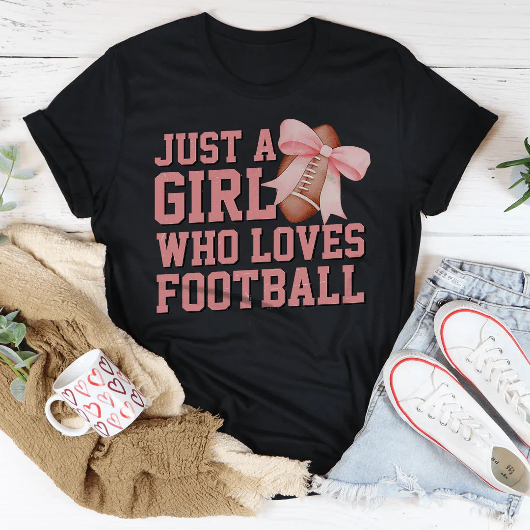 Just A Girl Who Loves Football Tee Black Heather / S Peachy Sunday T-Shirt