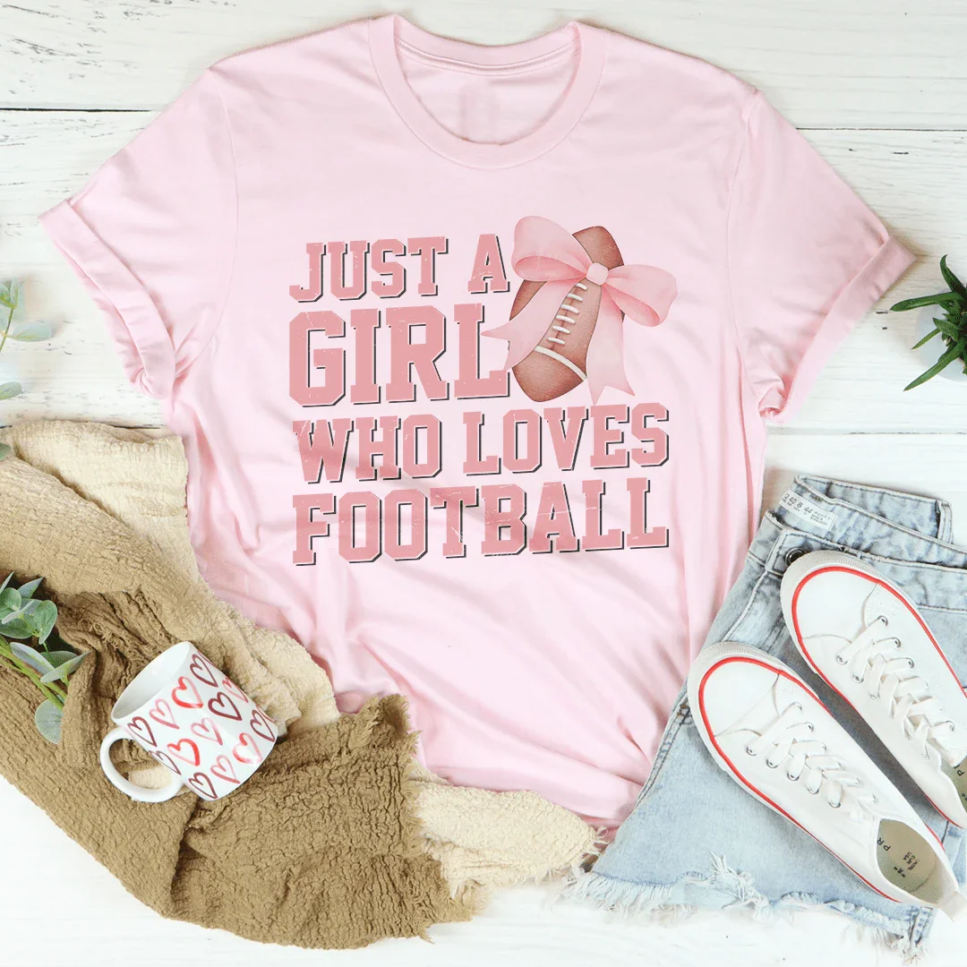 Just A Girl Who Loves Football Tee Pink / S Peachy Sunday T-Shirt