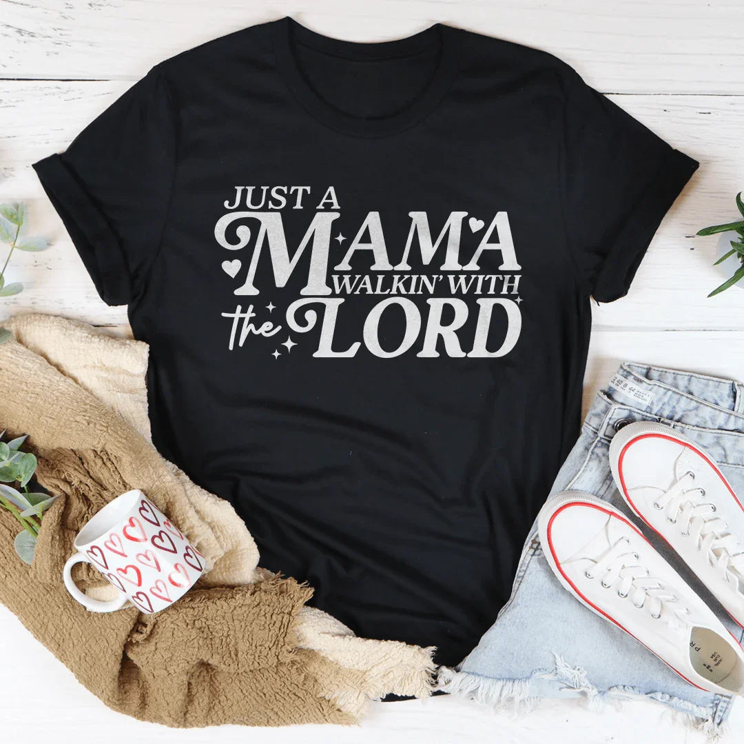 Just A Mama Walkin' With The Lord Tee Black Heather / S Peachy Sunday T-Shirt