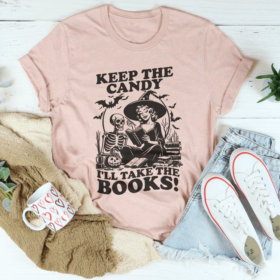 Keep The Candy I'll Take The Books Tee Heather Prism Peach / S Peachy Sunday T-Shirt
