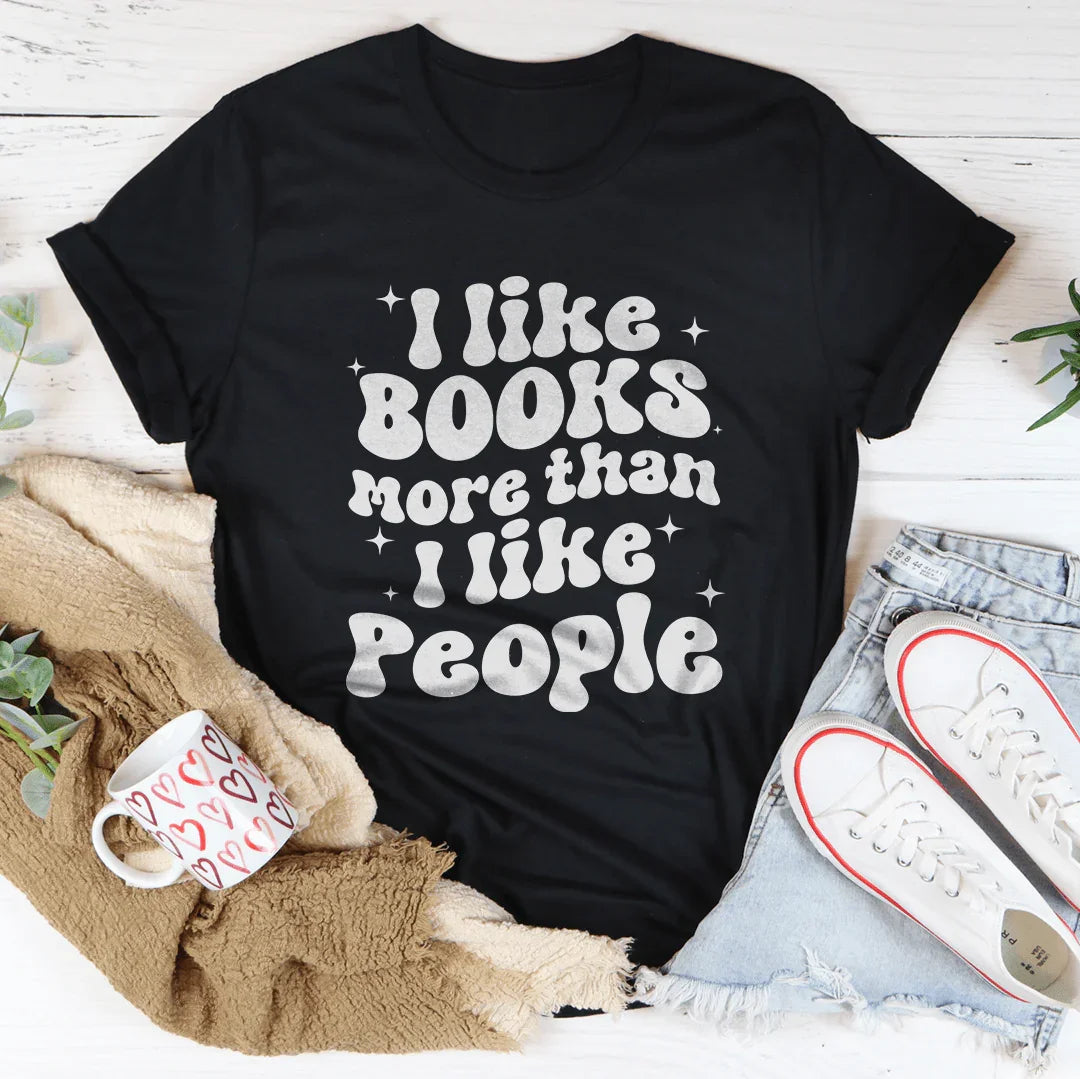 l Like Books More Than I Like People Tee Black Heather / S Peachy Sunday T-Shirt