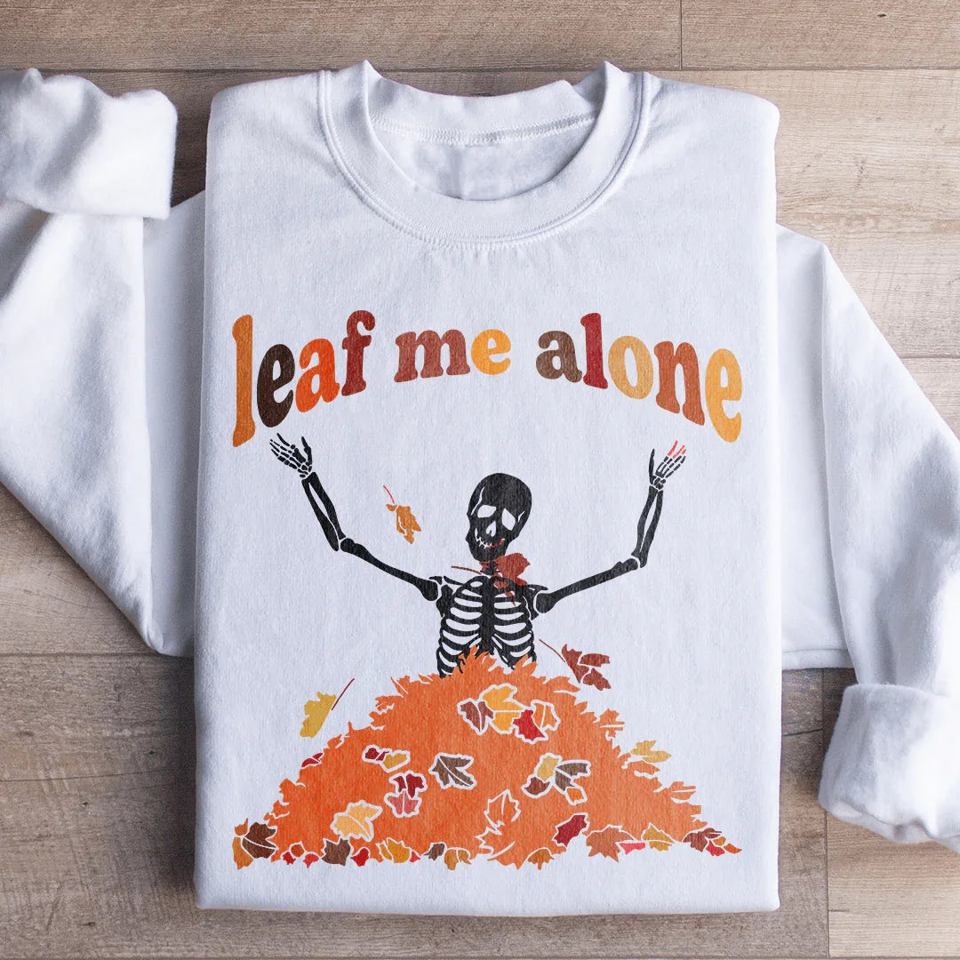 Leaf Me Alone Fall Sweatshirt White / S Peachy Sunday T-Shirt