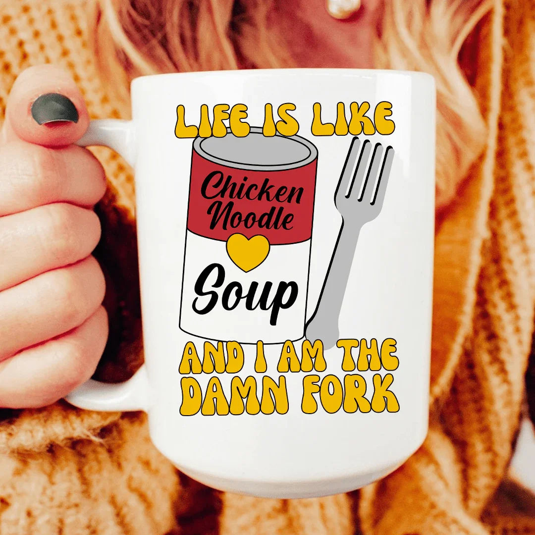 Life Is Like Chicken Noodle Mug 15 oz White / One Size CustomCat Drinkware T-Shirt