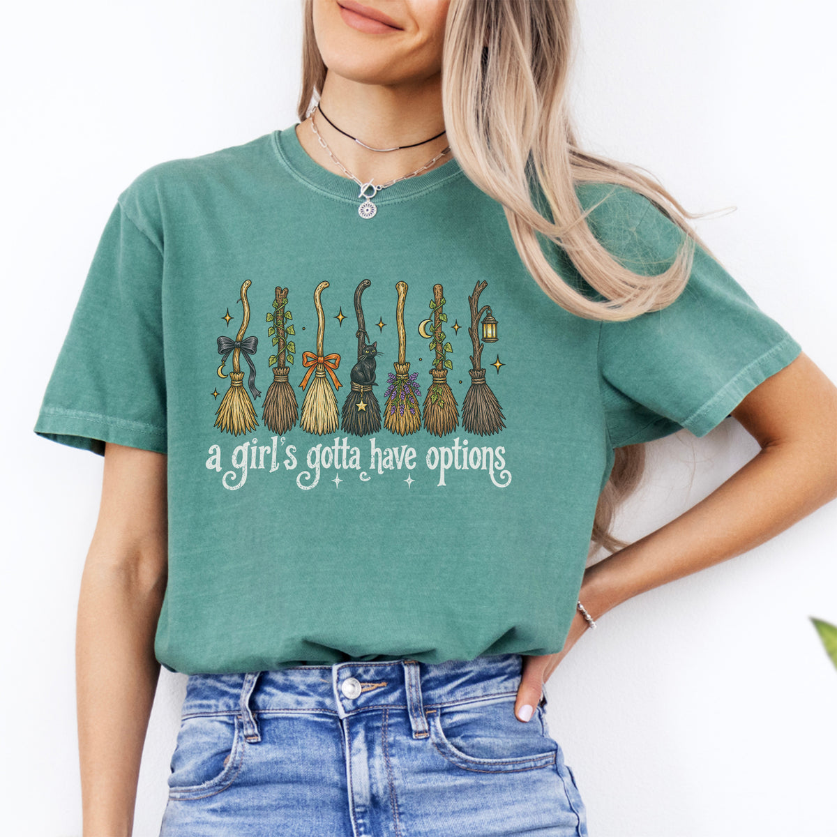A Girl's Gotta Have Option Witch Broom Halloween Tee