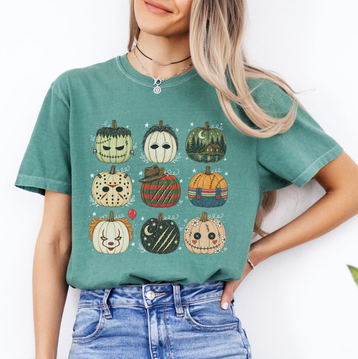 Gruseliges Slasher-T-Shirt mit Filmmotiv – „Horror Character Pumpkin“
