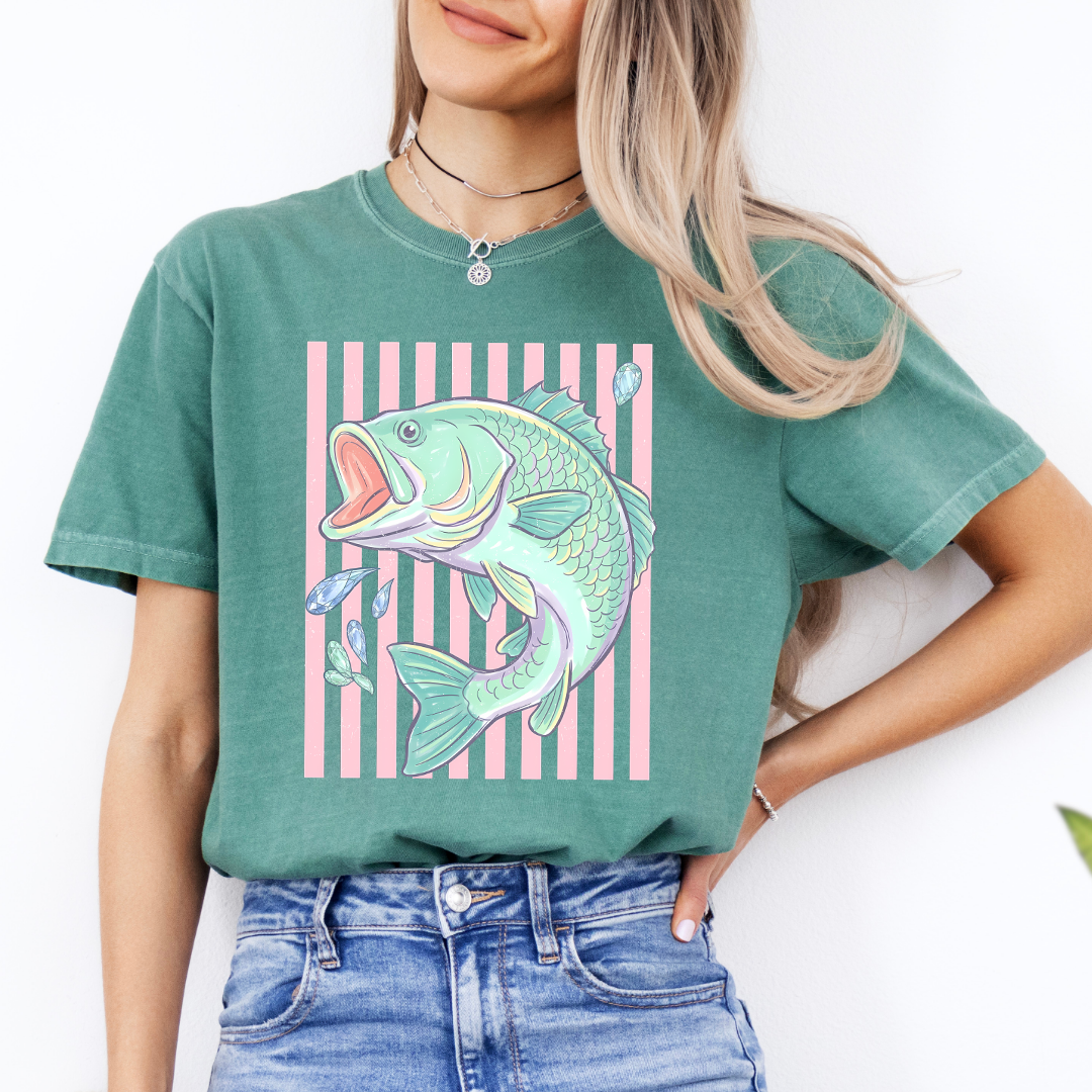 Retro Pastel Bass Fish Tee