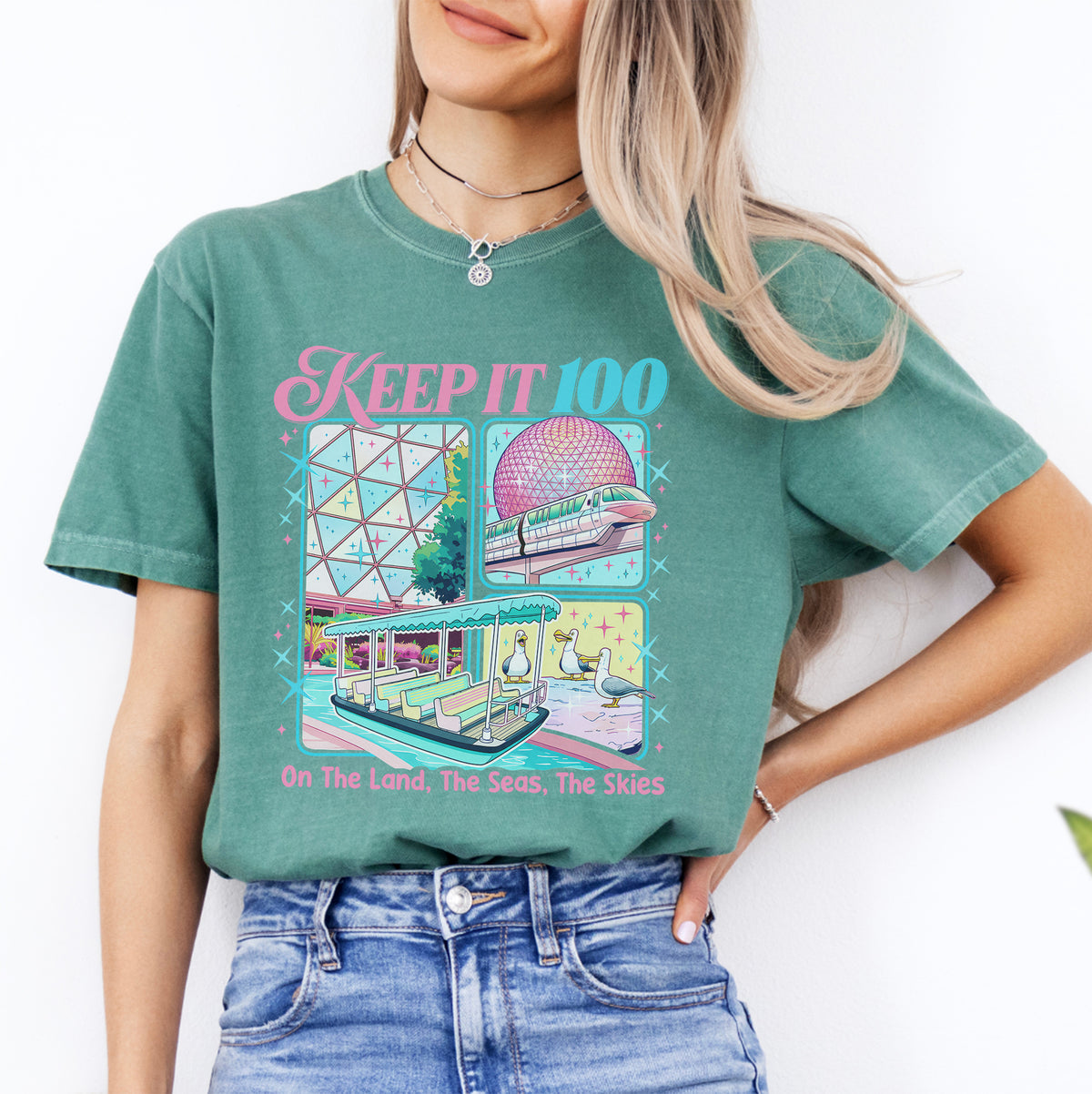 Keep It 100 The Land The Seas The Skies World Traveler Inspiriertes T-Shirt