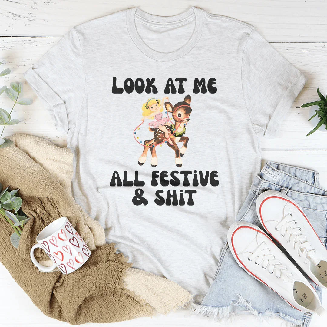 Look At Me All Festive & S-it Tee White / S Peachy Sunday T-Shirt