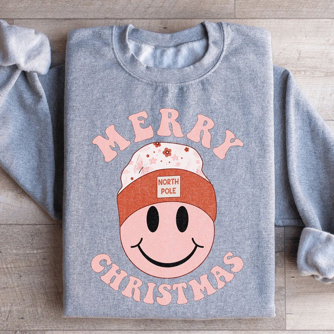 Merry Christmas Smiley Sweatshirt Peachy Sunday T-Shirt