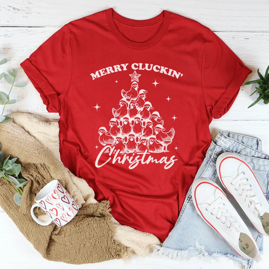 Merry Cluckin Christmas Tee Red / S Peachy Sunday T-Shirt