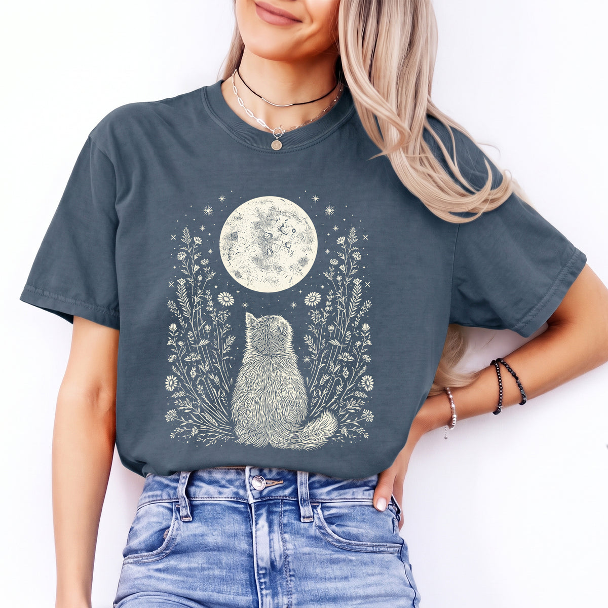 Celestial Cat Moon Tee