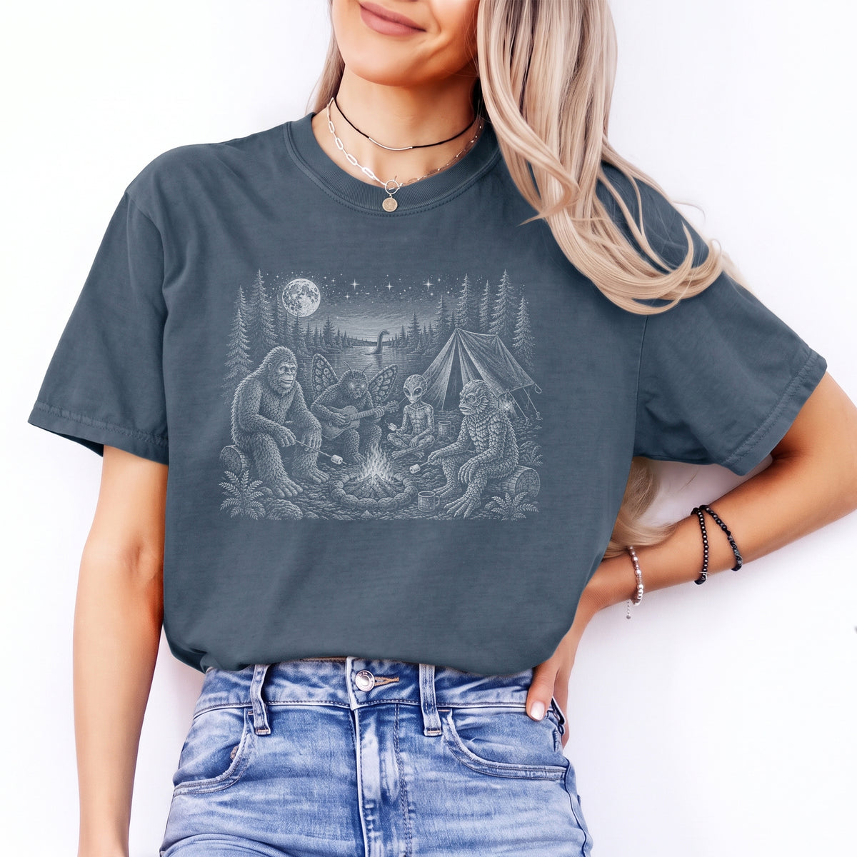 Funny Cryptid Camping Tee