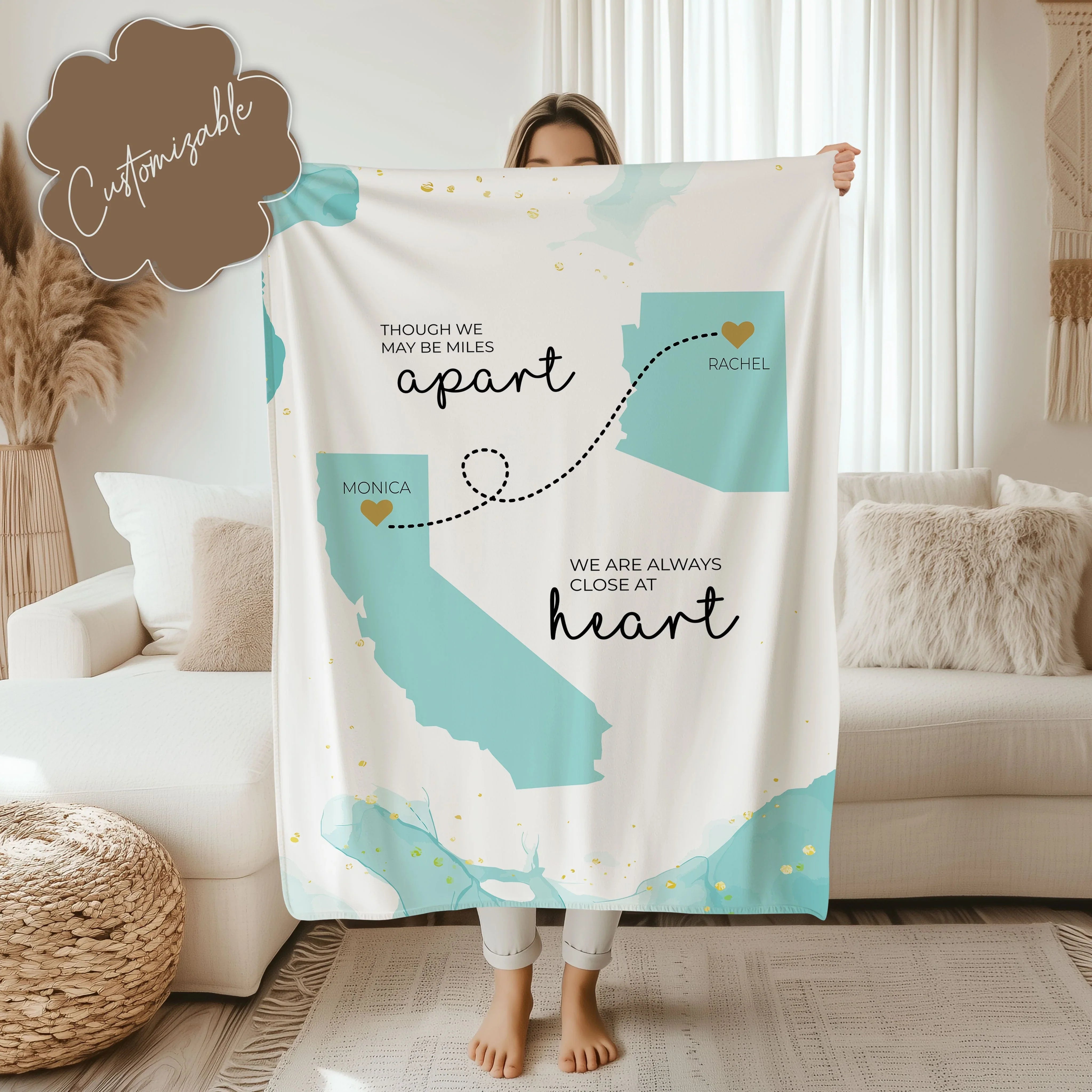 Miles Apart Close at Heart Personalized Long Distance Blanket 50" × 60" Printify All Over Prints T-Shirt