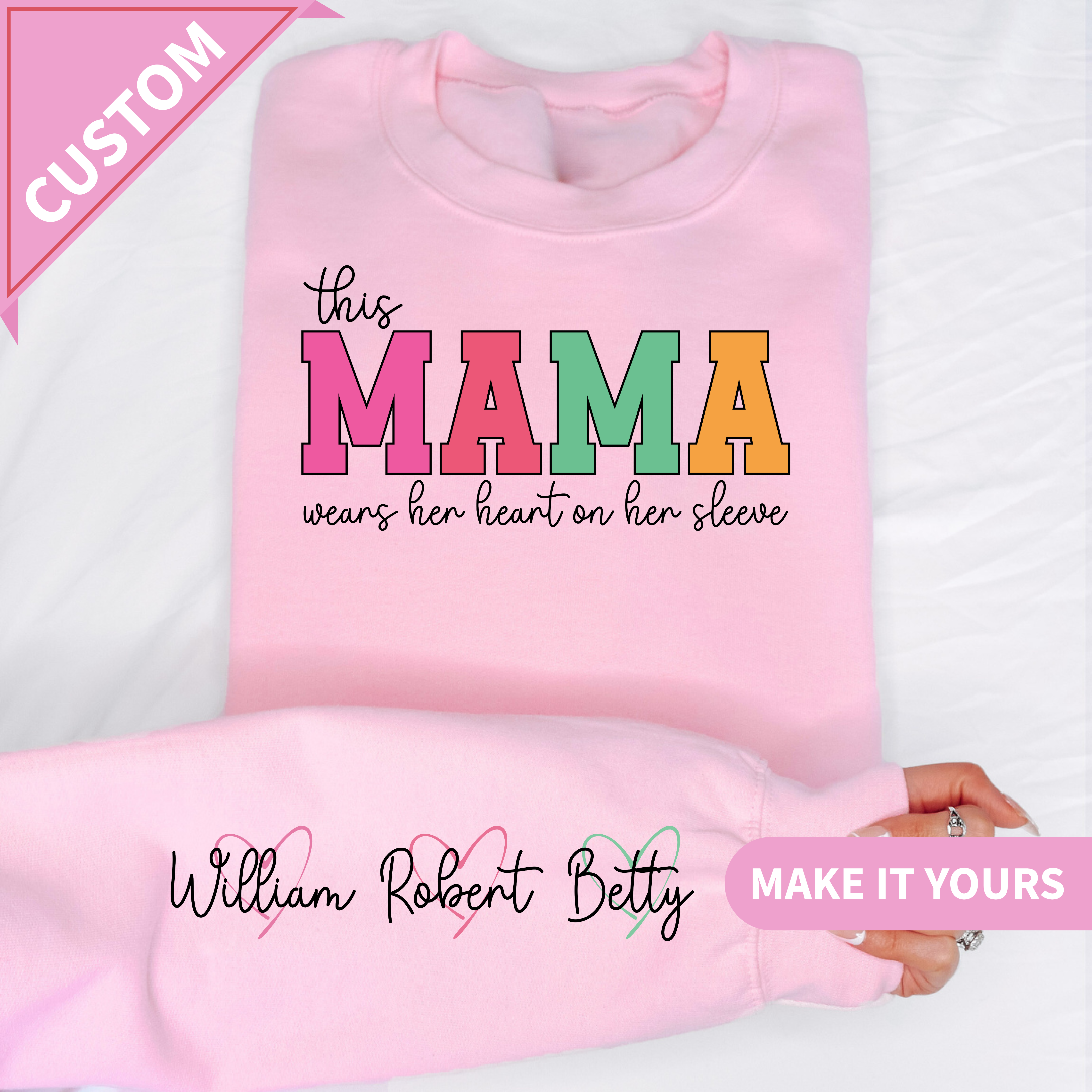 Custom MAMA Colorful Personalized Gift For Moms Sweatshirt