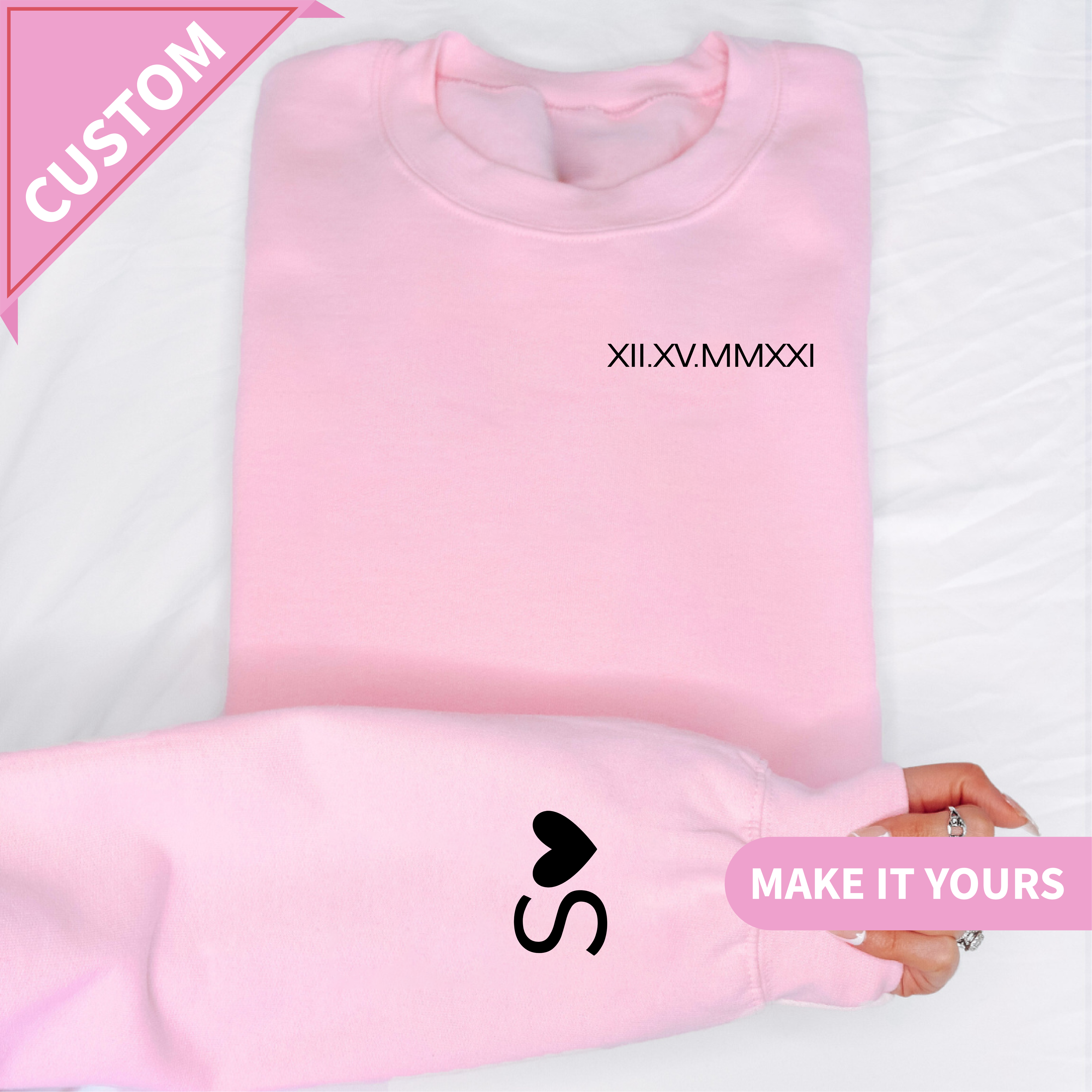 Personalized Embroidered Roman Numeral Sweatshirt For Couple